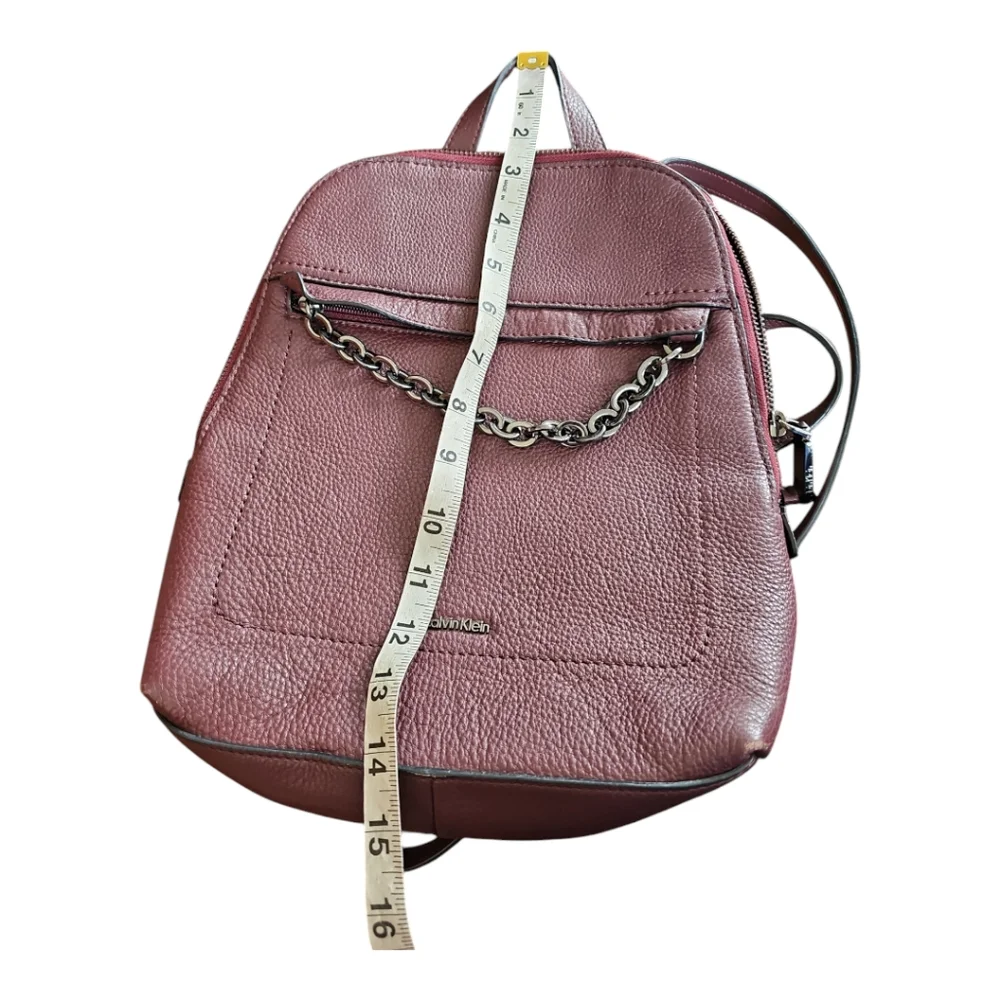 Calvin Klein Hera Lamb Leather Backpack Burgundy Chain